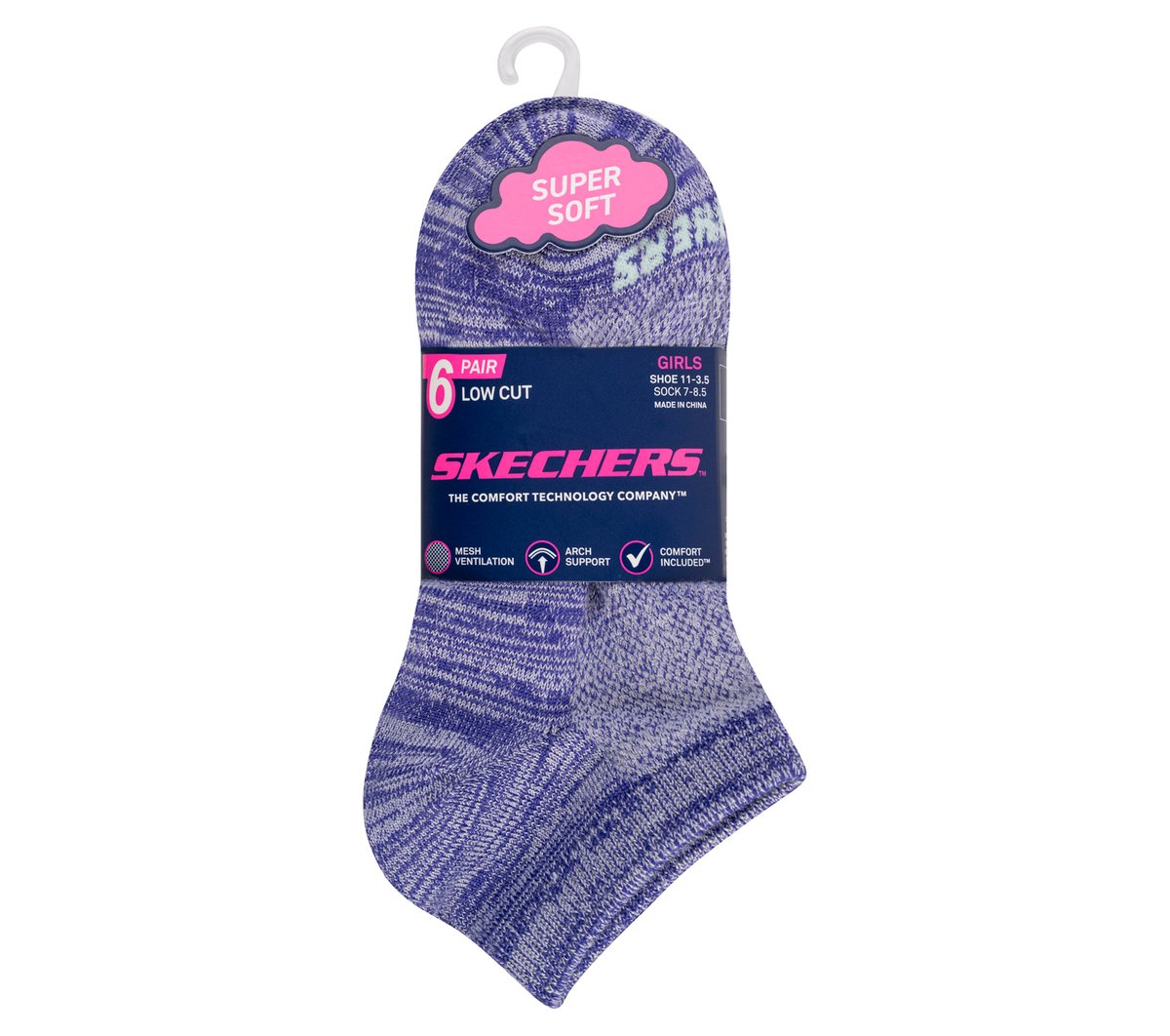 6 Pack Girls' Low Cut Color Stripe Socks | Skechers USA