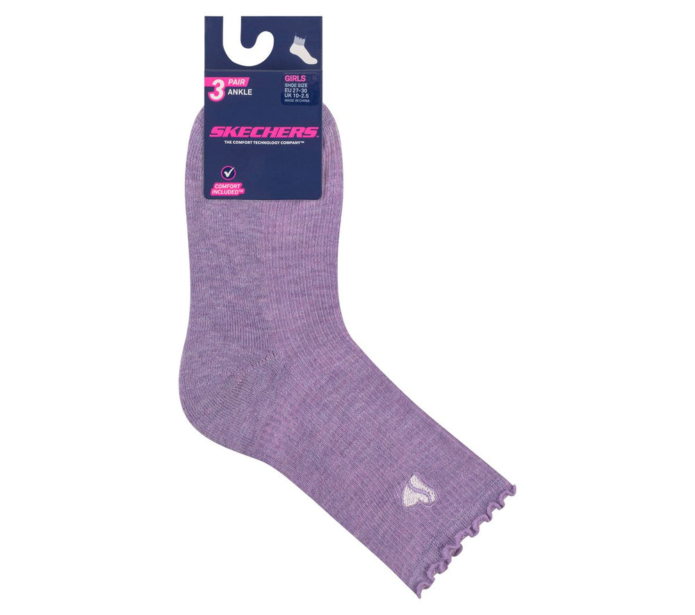 3 Pack Kids Ankle Lettuce Socks | Skechers discount