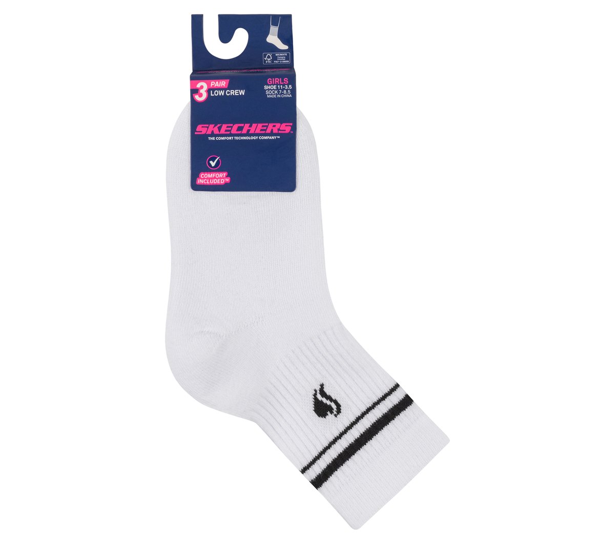3 Pack Girls' Low Crew Ribbed Socks | Skechers outlet